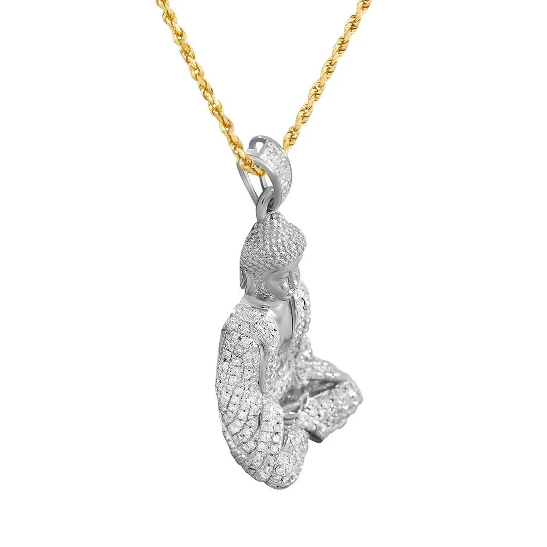 10k Yellow Gold Detailed Diamond Buddha Pendant 0.81 Ctw
