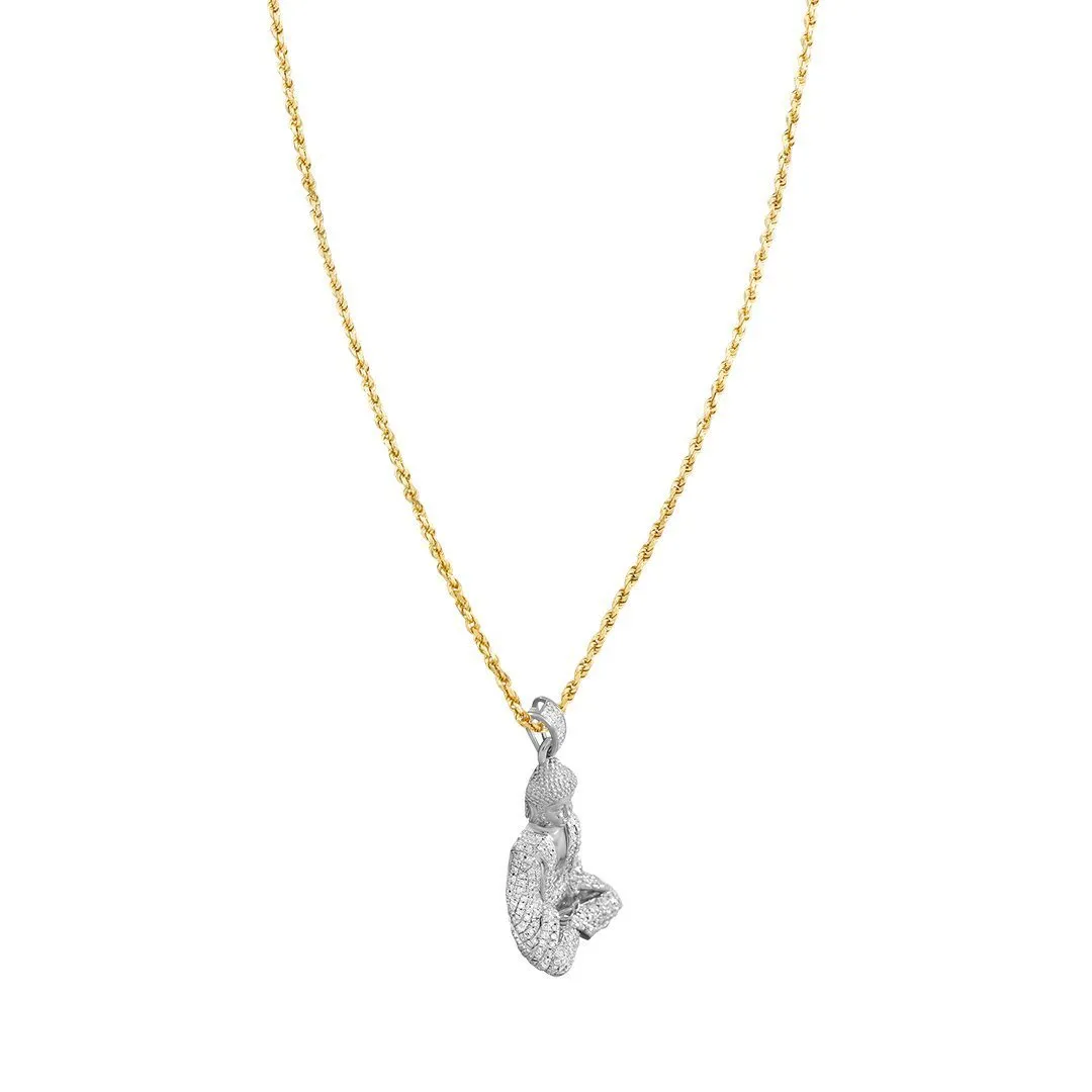 10k Yellow Gold Detailed Diamond Buddha Pendant 0.81 Ctw
