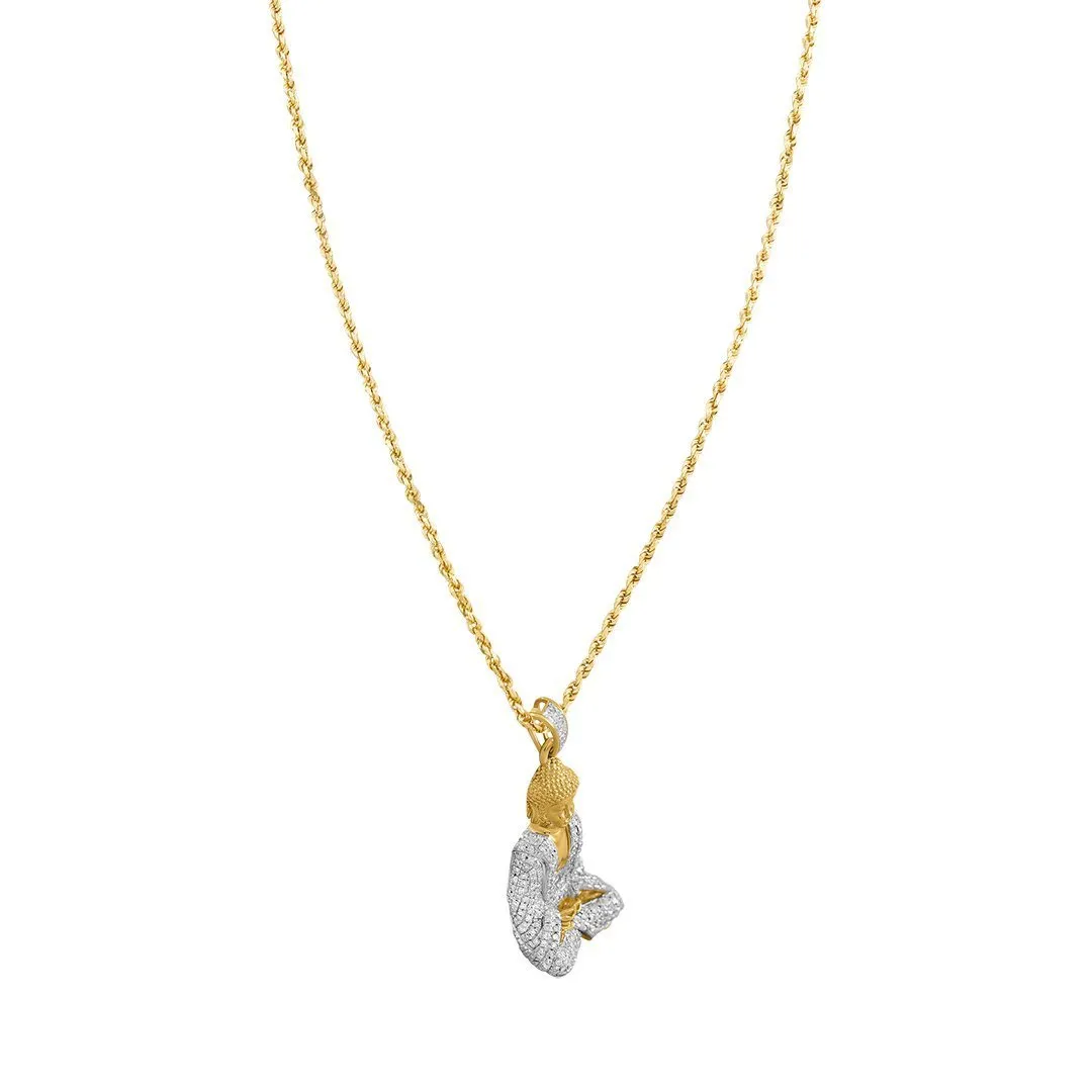10k Yellow Gold Detailed Diamond Buddha Pendant 0.81 Ctw
