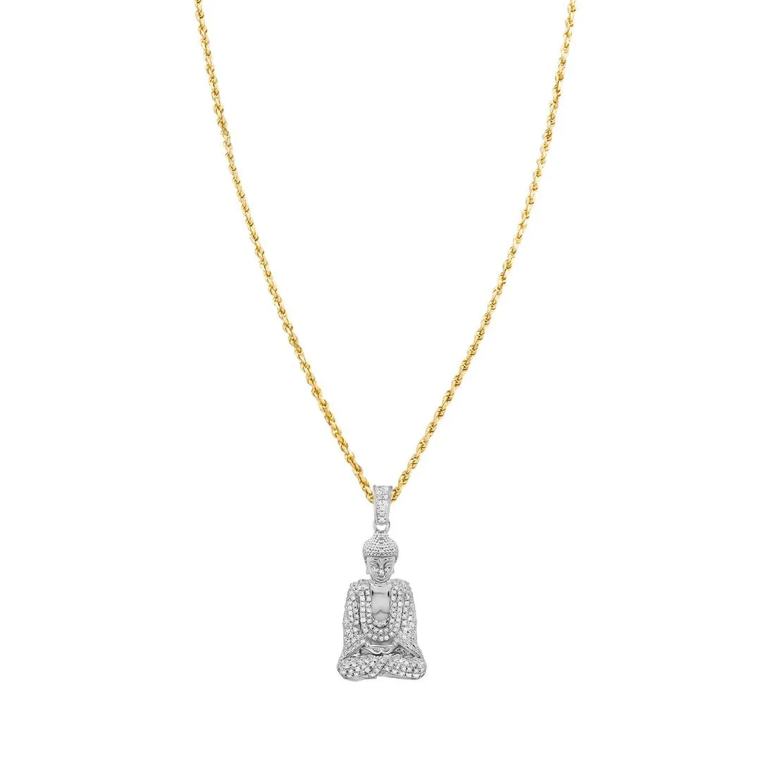 10k Yellow Gold Detailed Diamond Buddha Pendant 0.81 Ctw