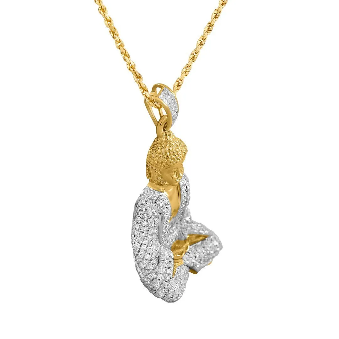10k Yellow Gold Detailed Diamond Buddha Pendant 0.81 Ctw