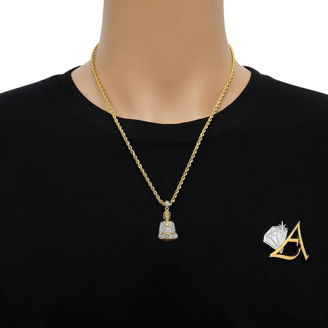 10k Yellow Gold Detailed Diamond Buddha Pendant 0.81 Ctw