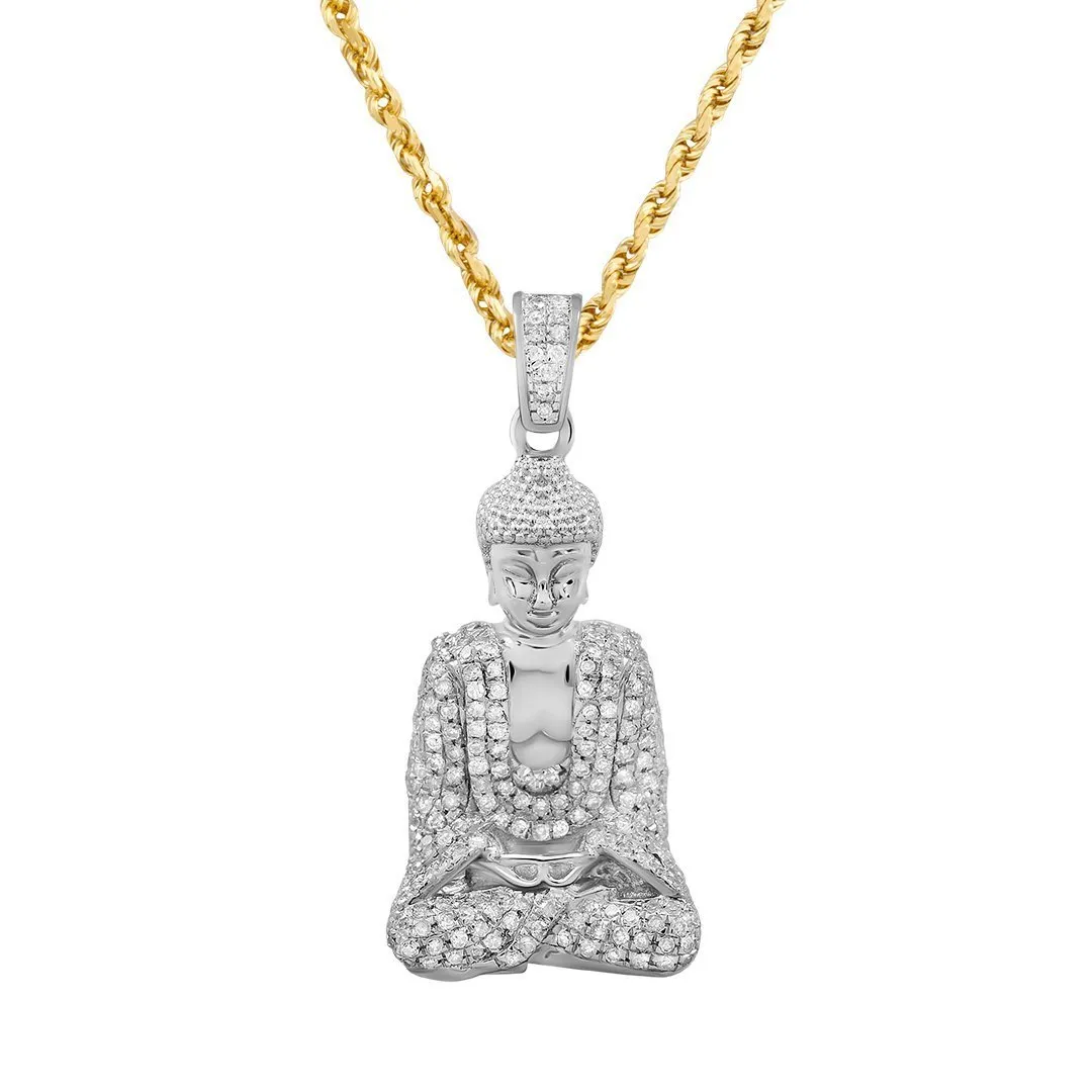 10k Yellow Gold Detailed Diamond Buddha Pendant 0.81 Ctw