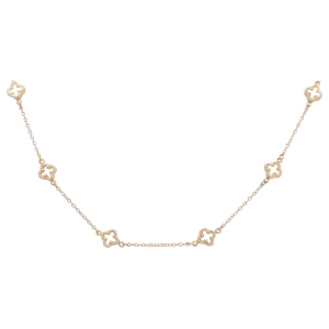 10K Yellow Gold Mother of Pearl Flowers Necklace