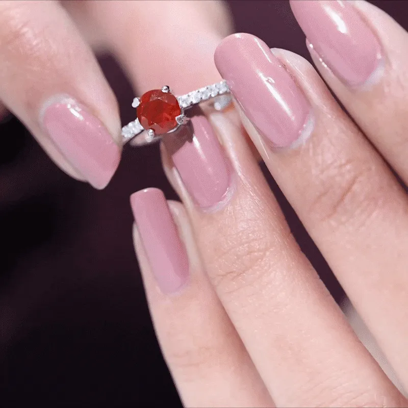 1.25 Ct Designer Fire Opal Solitaire Promise Ring with Diamond