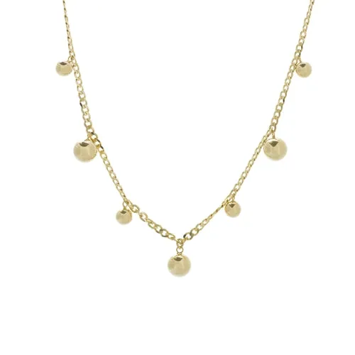 14K Dangling Bead Gold Necklace 6mm