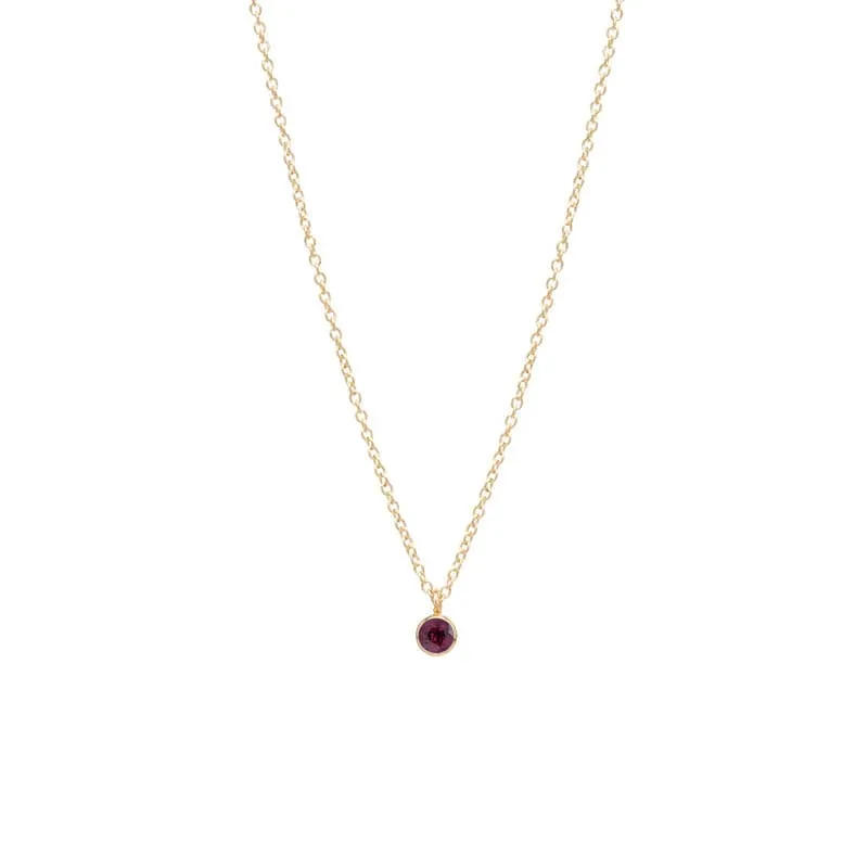 14k Single 3mm Birthstone Pendant Necklace