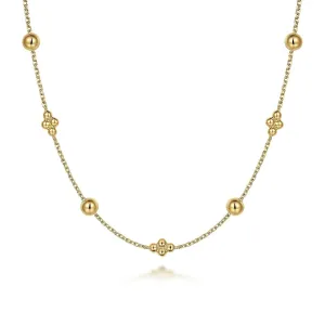14K Yellow Station Necklace 17.5 inch