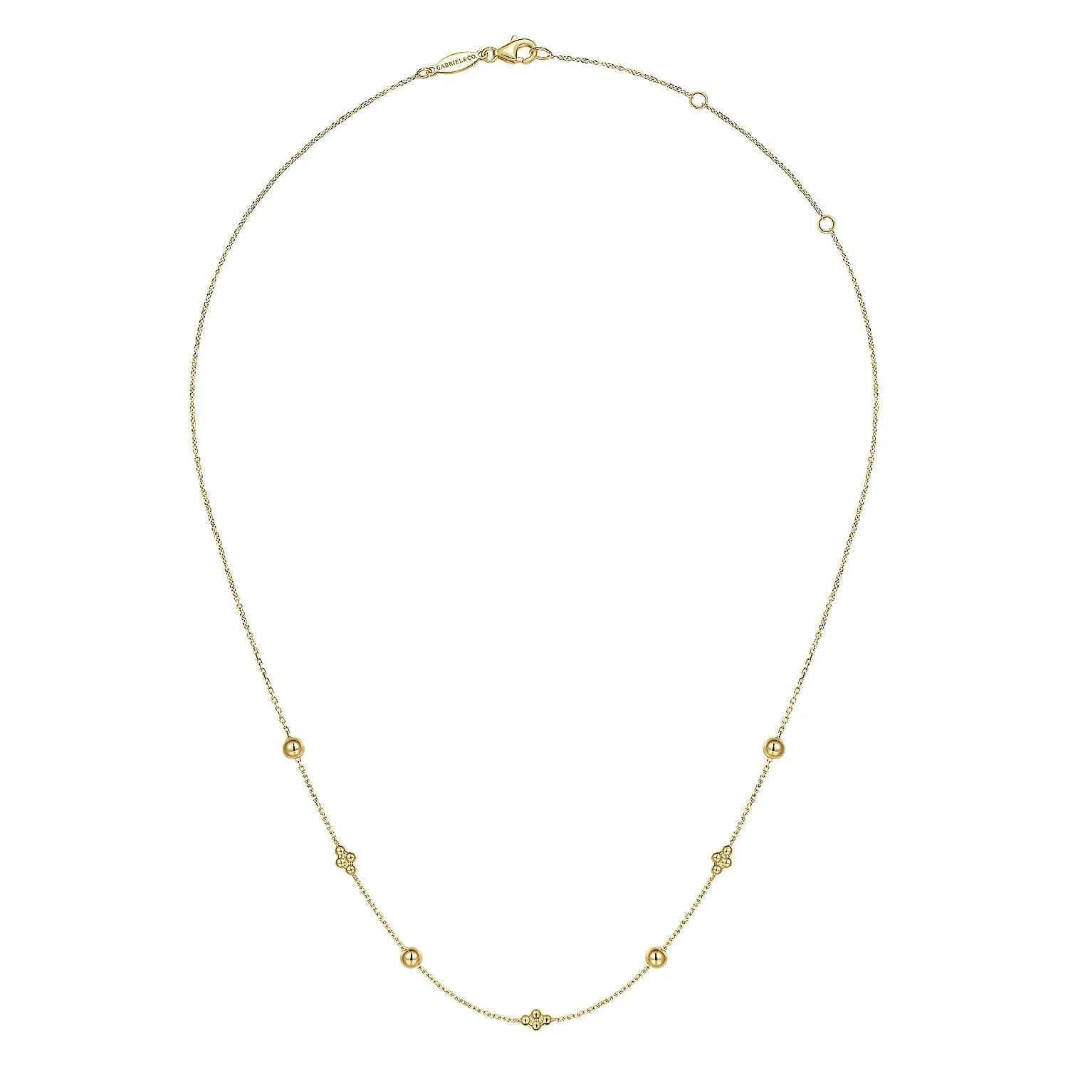 14K Yellow Station Necklace 17.5 inch