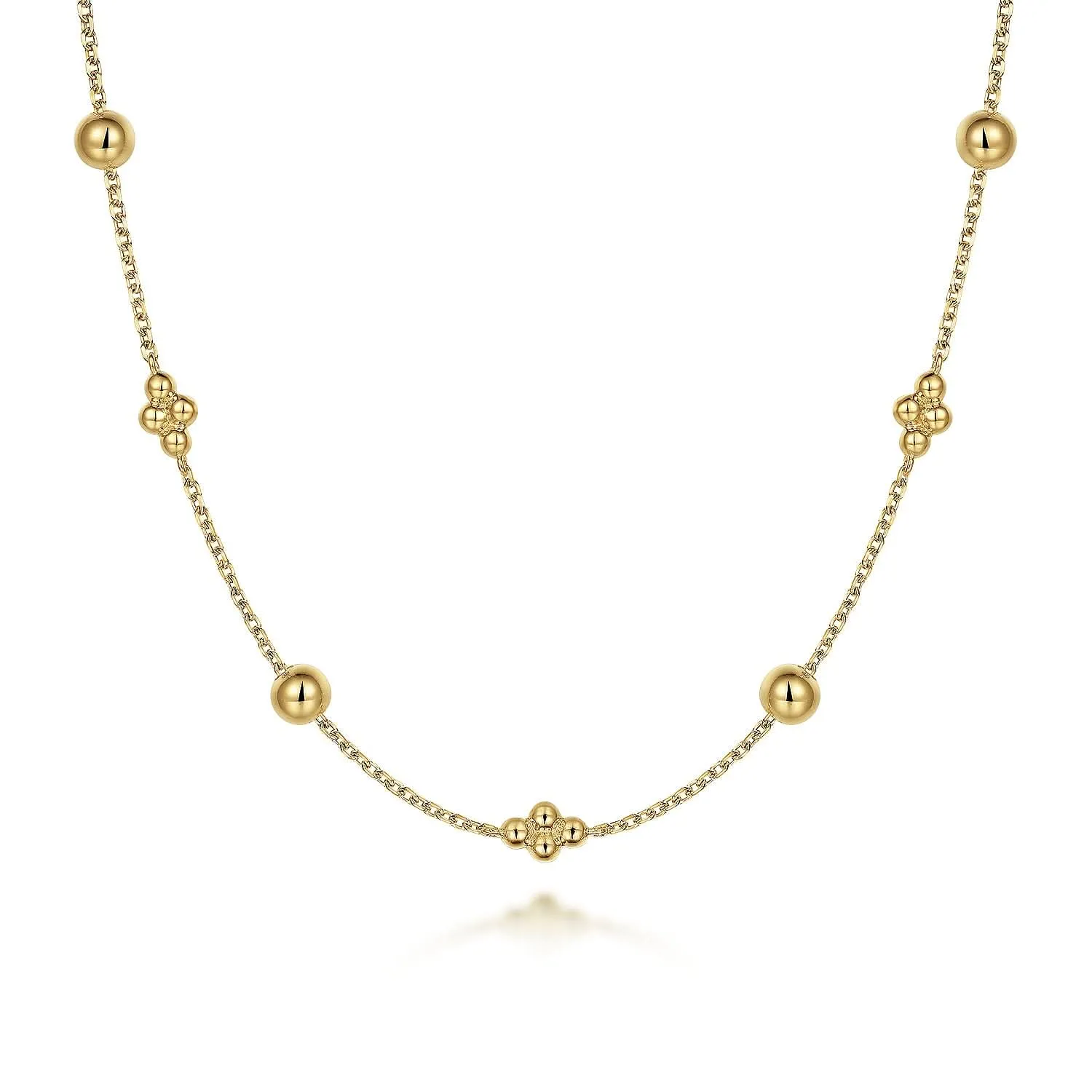 14K Yellow Station Necklace 17.5 inch