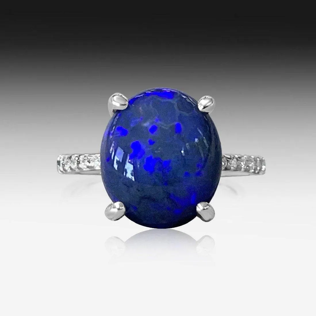 14kt Yellow Gold Black Opal diamond ring