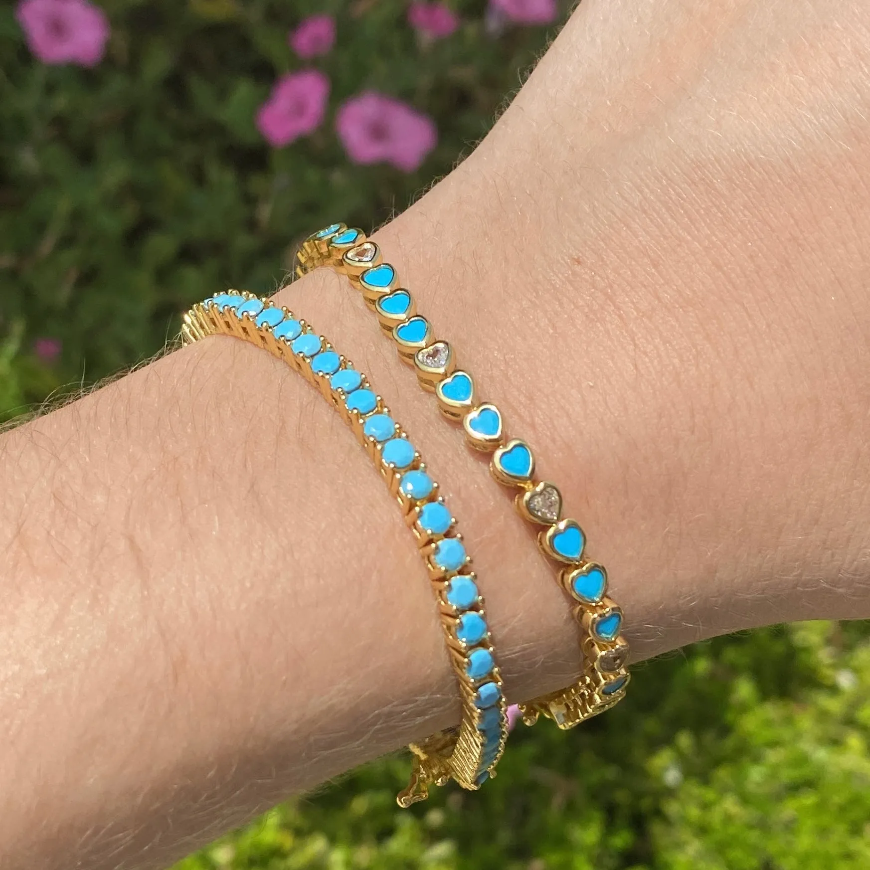 18k Gold Vermeil Turquoise Tennis Bracelet: The Kameron