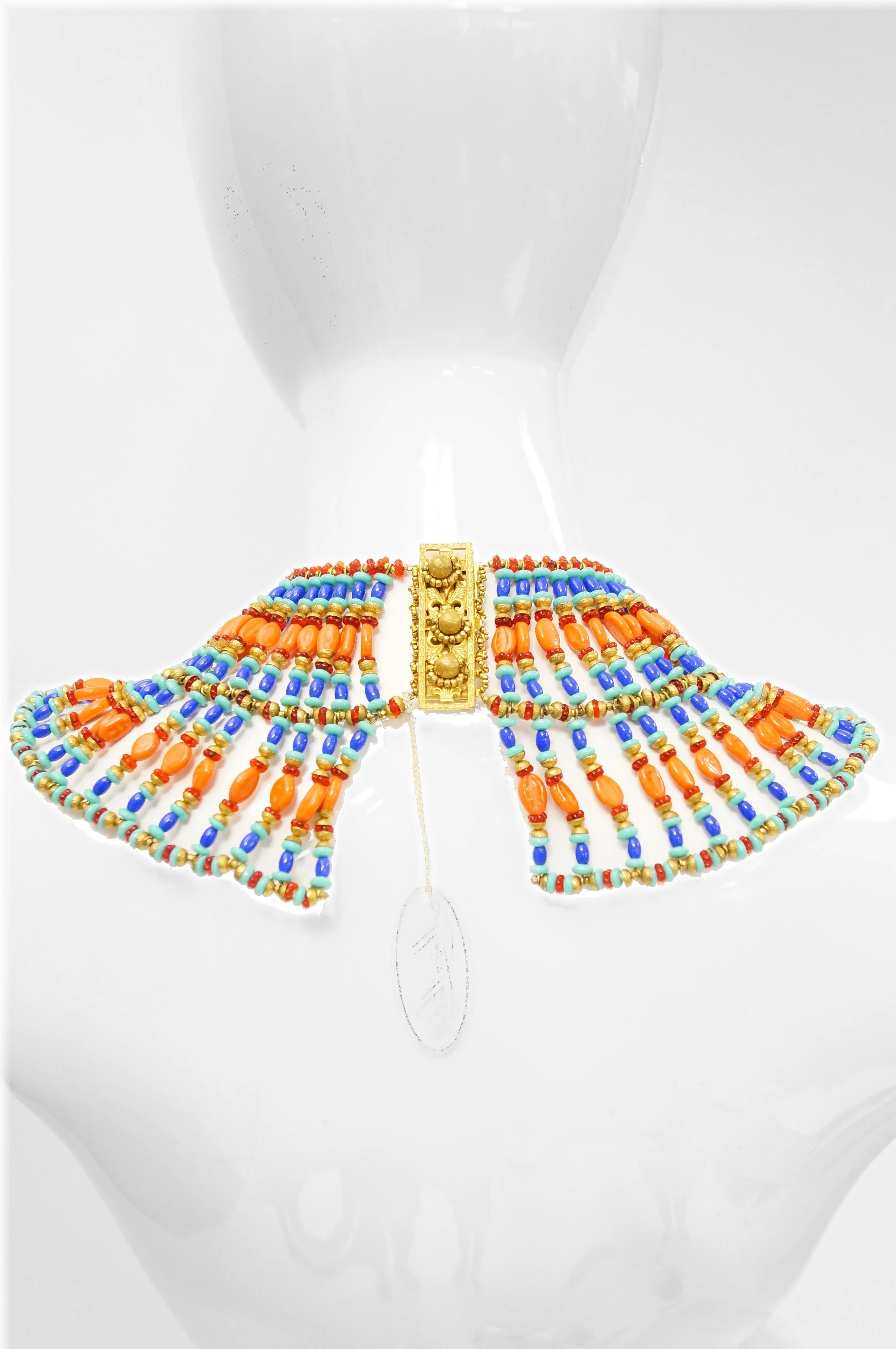1970s Miriam Haskell Egyptian Revival Choker Necklace by Vrba NWT