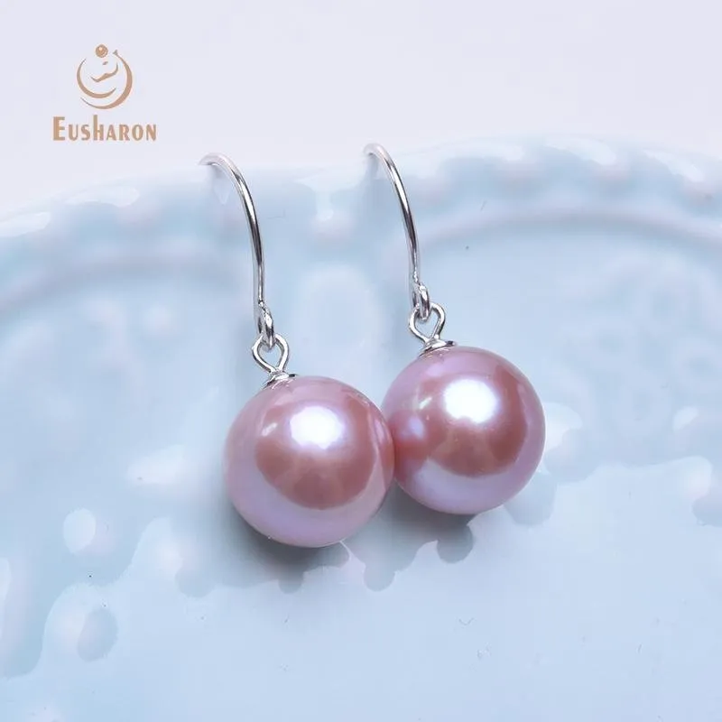 5 Pairs 10-13mm Lavender Round Edison Pearl Hook Earrings