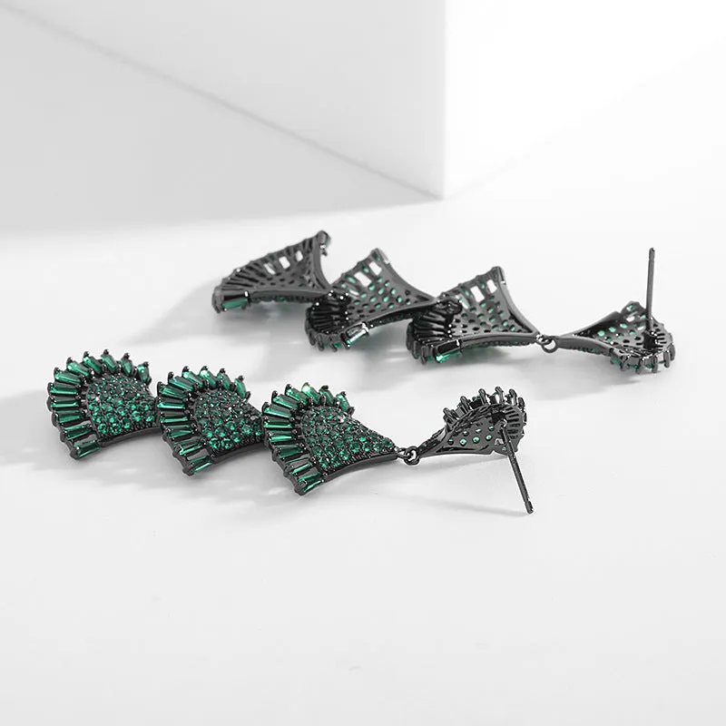925 Silver Needles Vintage Long Fan-shaped Boho Earrings