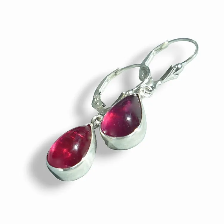 AFGHAN RUBY DROP STERLING EARRINGS