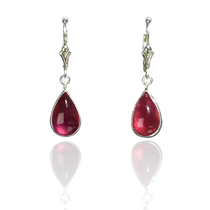 AFGHAN RUBY DROP STERLING EARRINGS