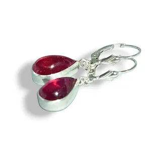 AFGHAN RUBY DROP STERLING EARRINGS