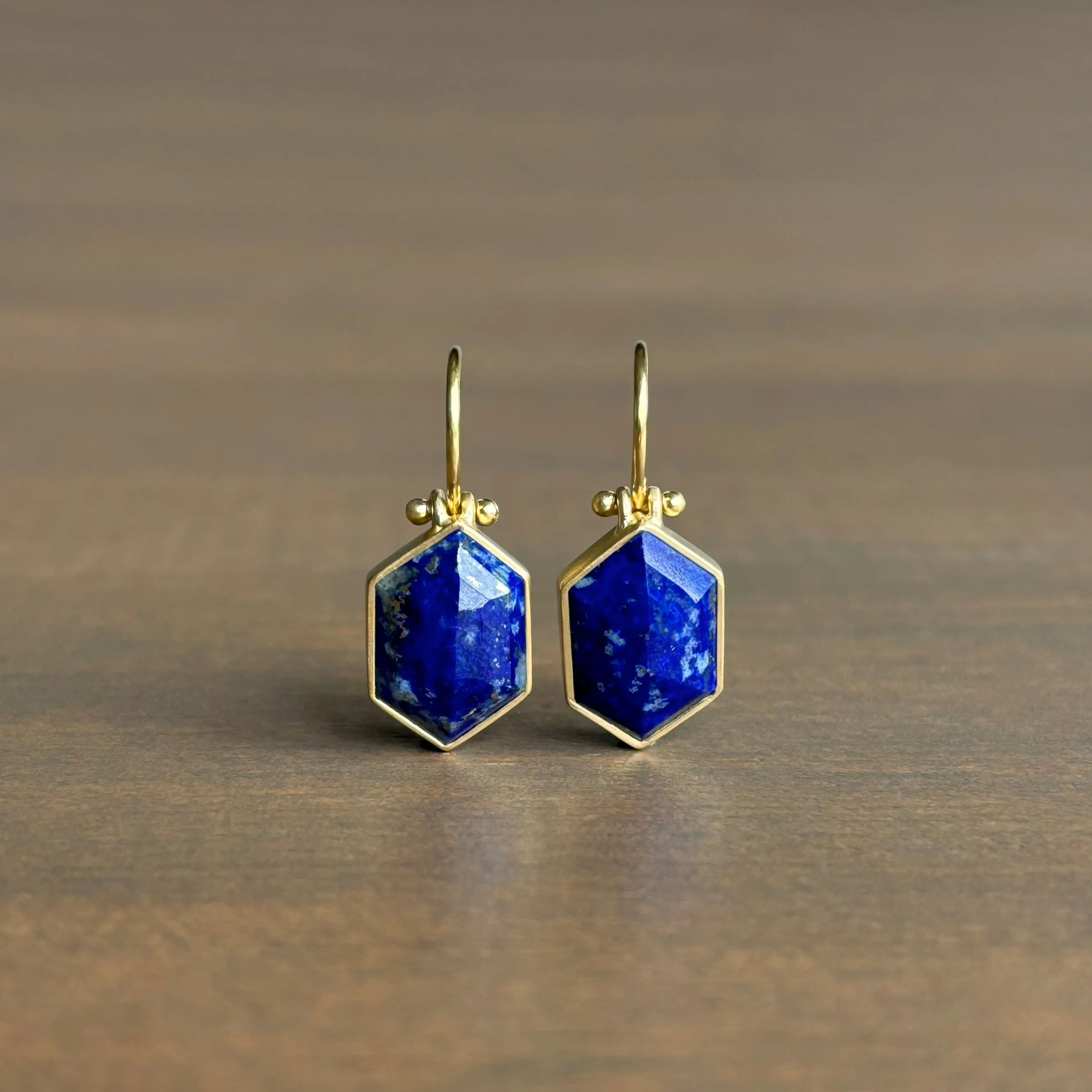 Afghanistan Lapis Hexagon Earrings