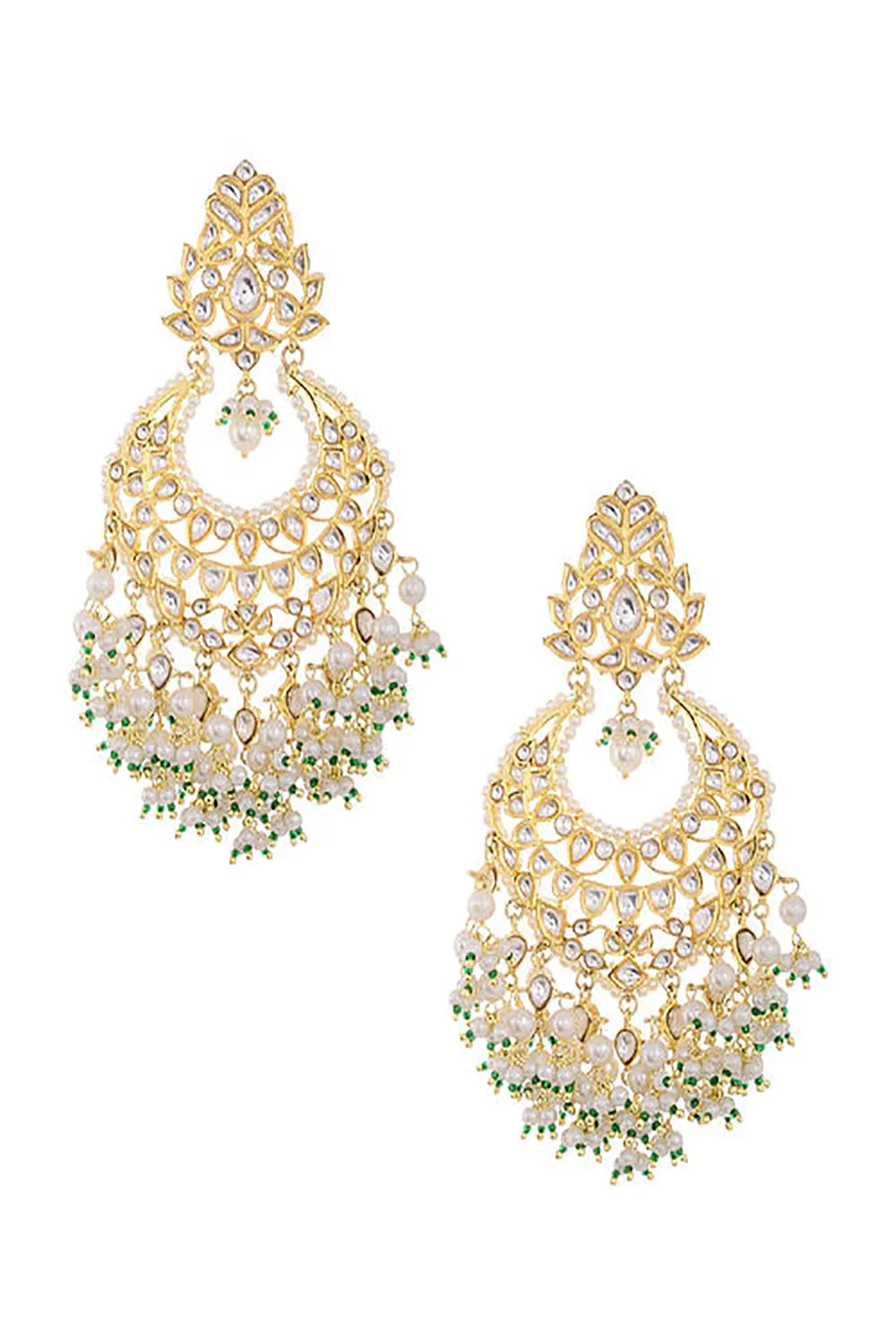 Alloy Kundan Earring in Gold and White