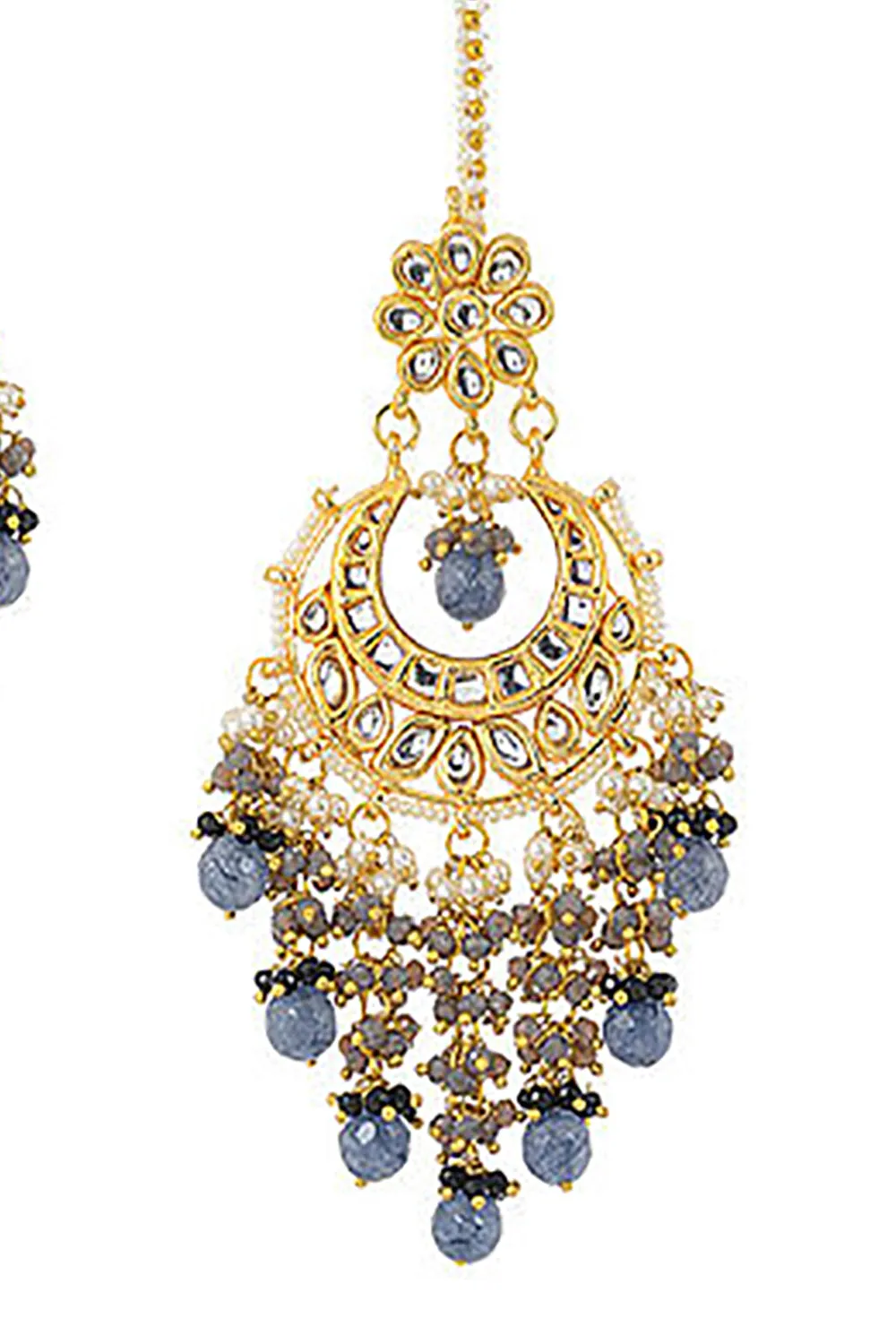 Alloy Kundan Waterfall Stone Earring in Gold and White