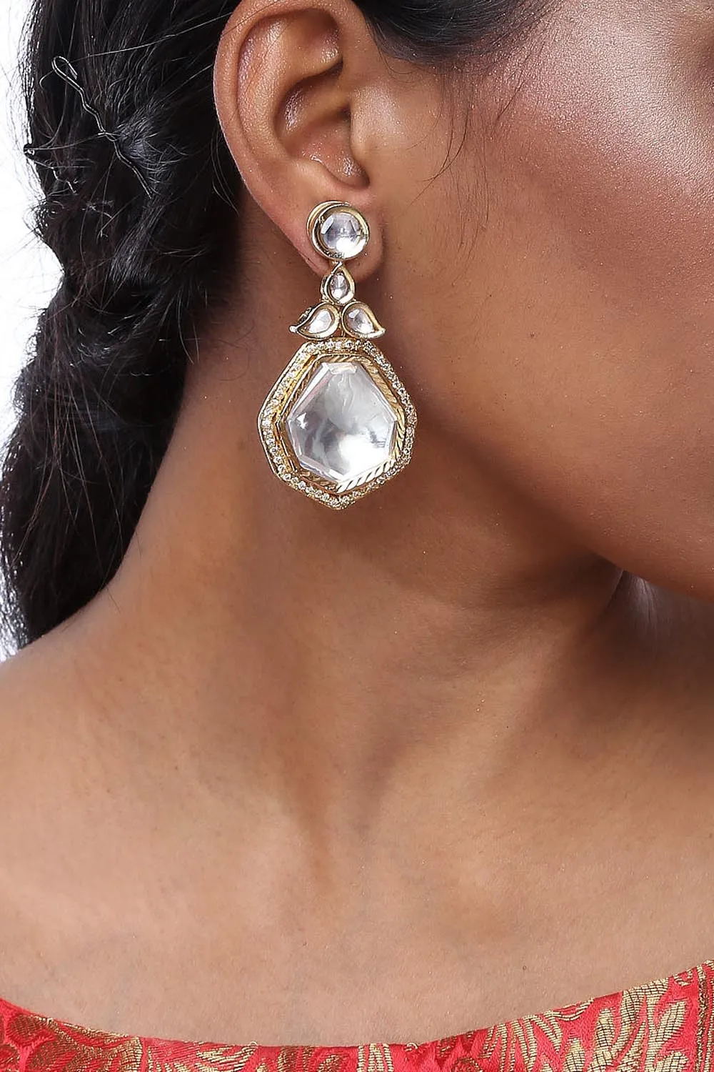 Alloy Large Dangle Earrings in Gold