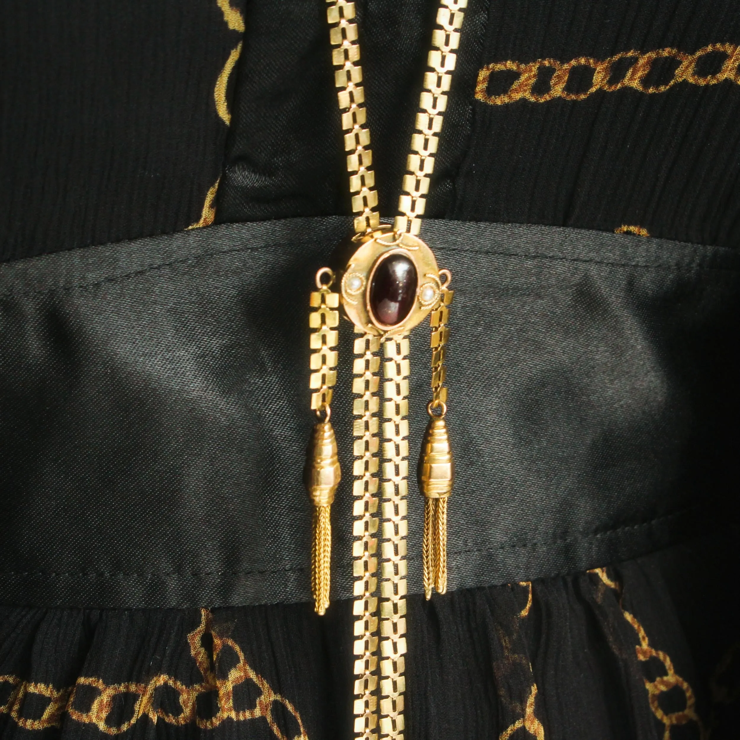 Amazing Vintage 14K Gold Slider Long Guard Chain