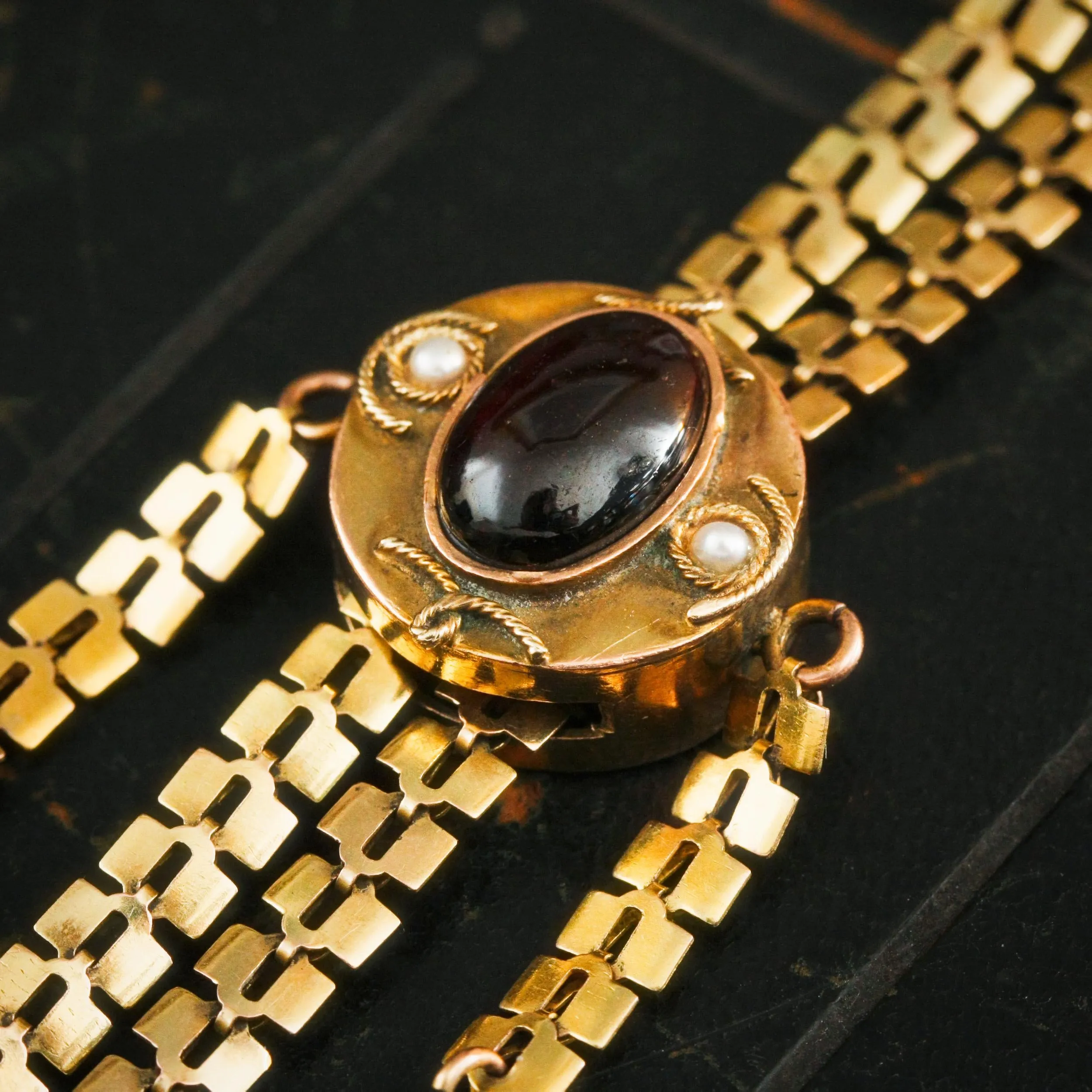 Amazing Vintage 14K Gold Slider Long Guard Chain