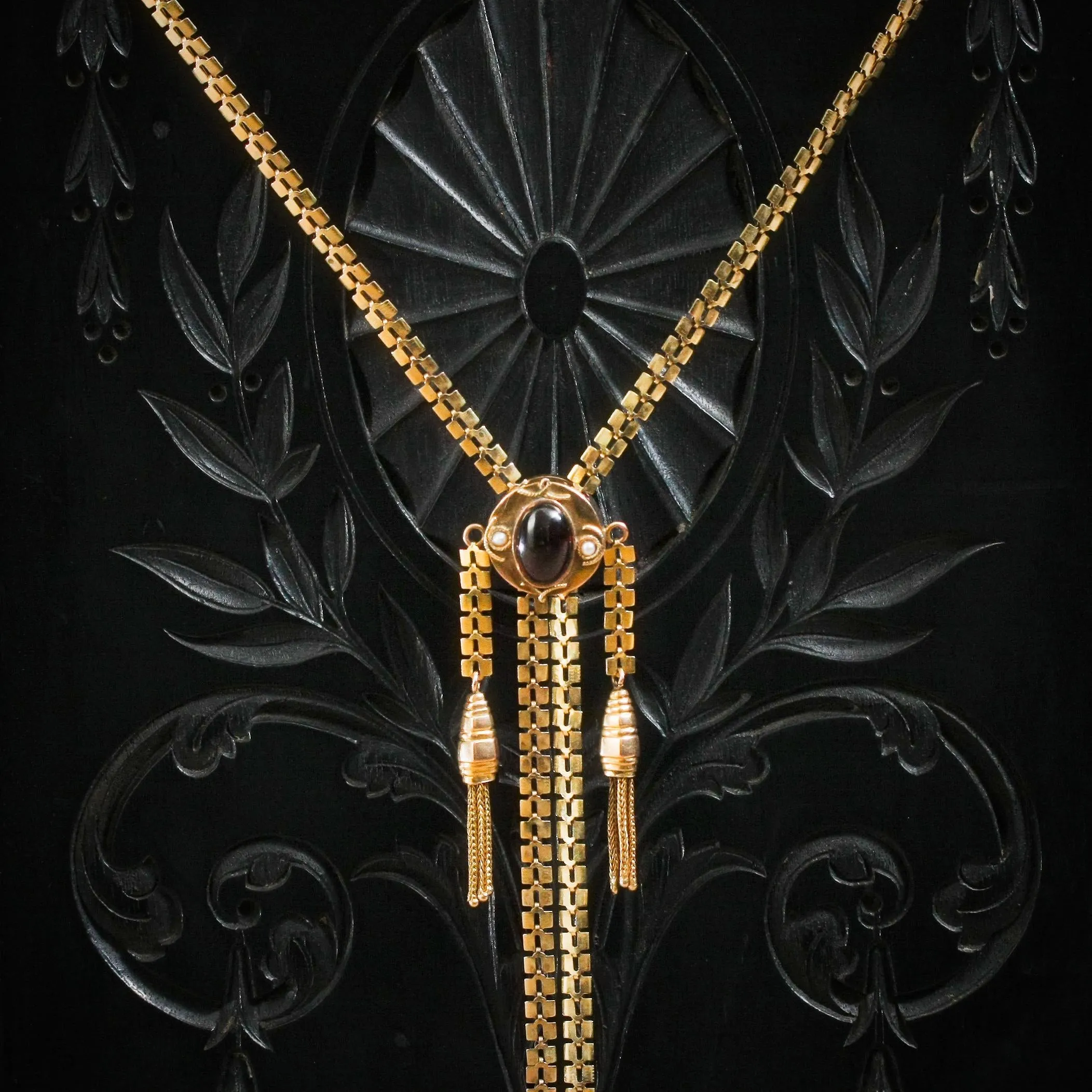 Amazing Vintage 14K Gold Slider Long Guard Chain