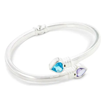 Amethyst and Blue Topaz Sterling Silver Bangle Bracelet