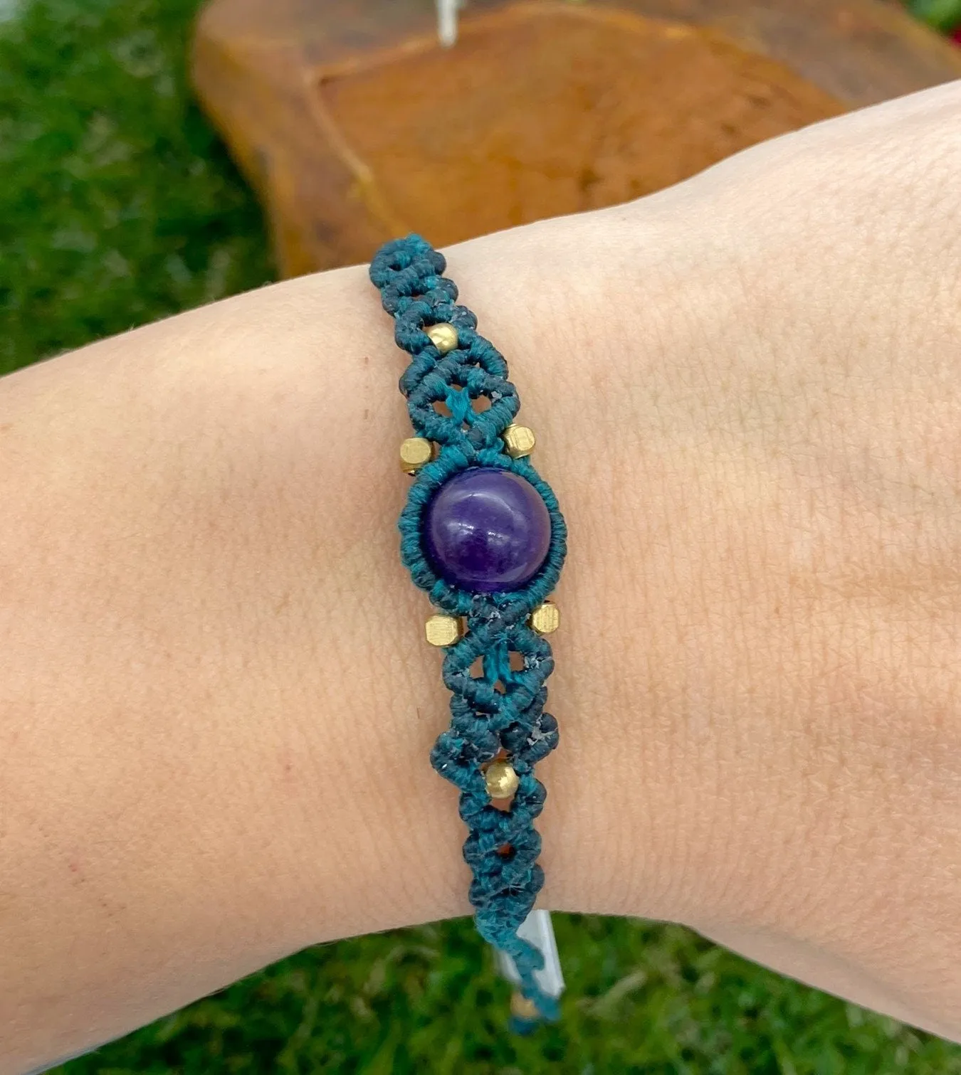 Amethyst Macrame Woven Bracelet