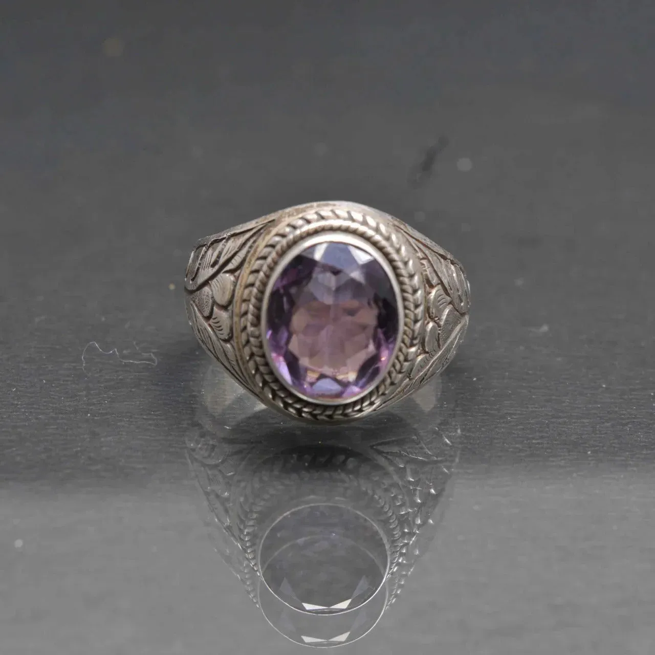 Ankush Bahuguna In Vintage Silver Amethyst Ring