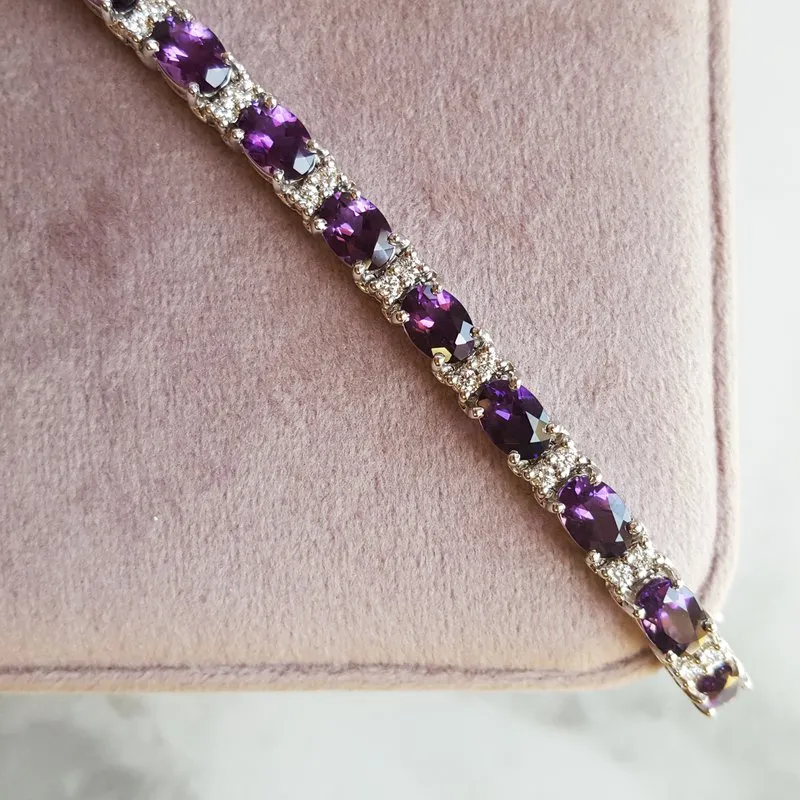 Arizona Amethyst Gold Jewelry Oval Tennis Bracelet