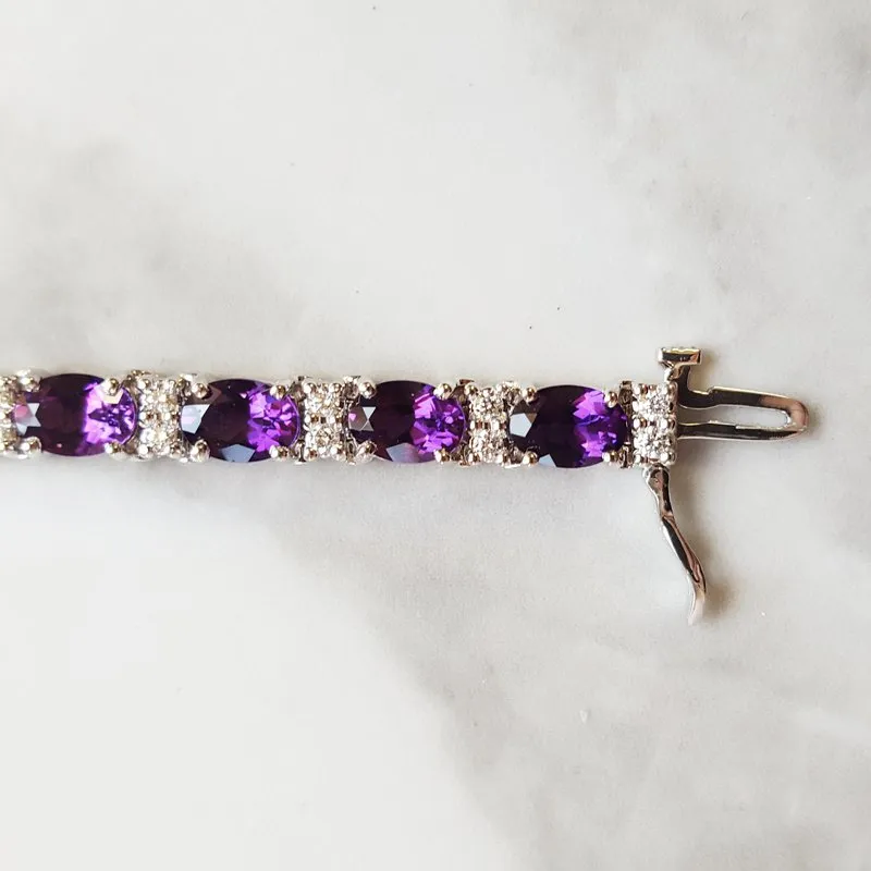 Arizona Amethyst Gold Jewelry Oval Tennis Bracelet