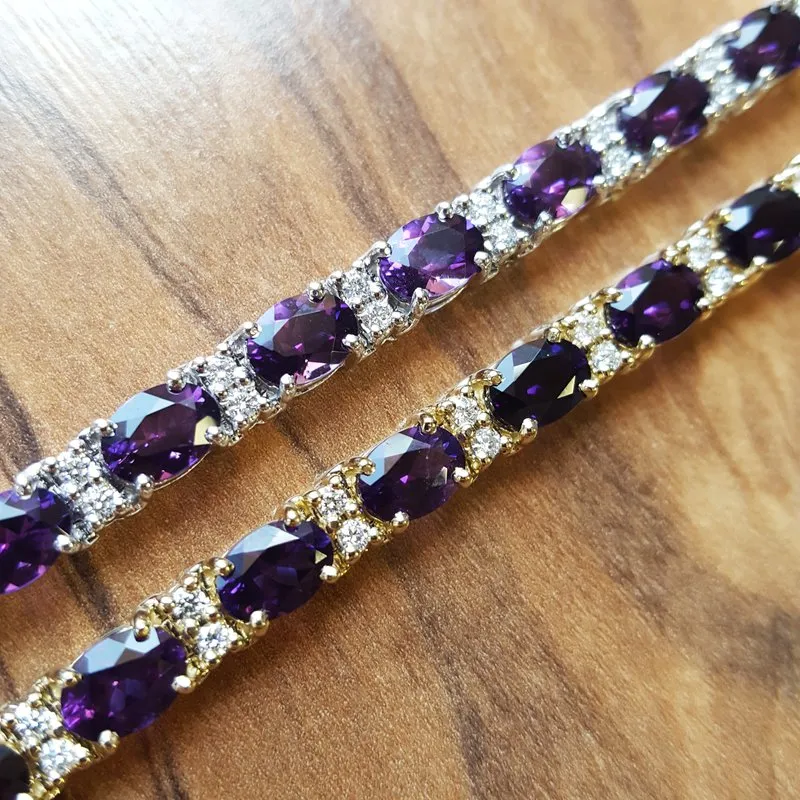 Arizona Amethyst Gold Jewelry Oval Tennis Bracelet