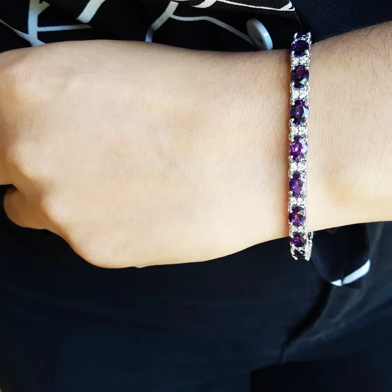 Arizona Amethyst Gold Jewelry Oval Tennis Bracelet