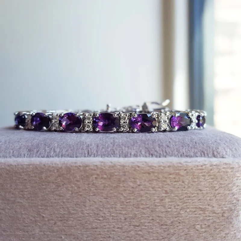Arizona Amethyst Gold Jewelry Oval Tennis Bracelet