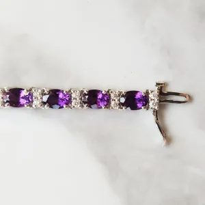 Arizona Amethyst Gold Jewelry Oval Tennis Bracelet