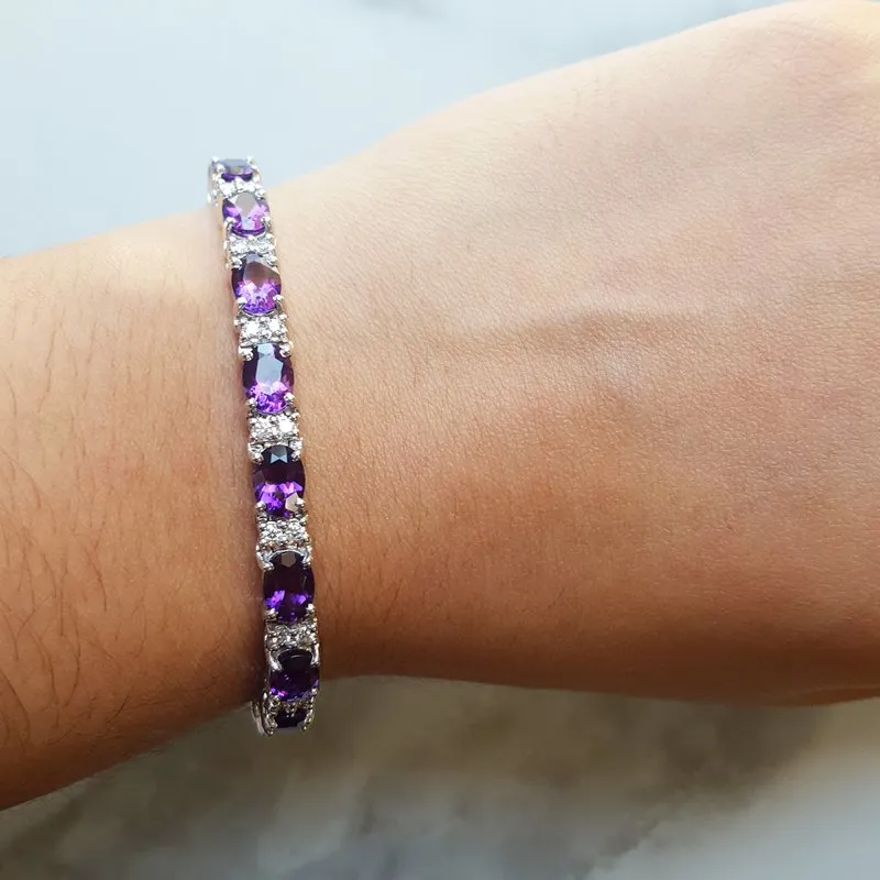 Arizona Amethyst Gold Jewelry Oval Tennis Bracelet