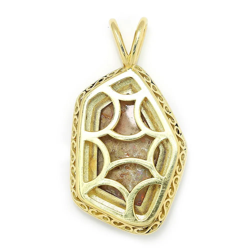 Australian Opal & Diamond Pendant 14K 14.45ctw Certified