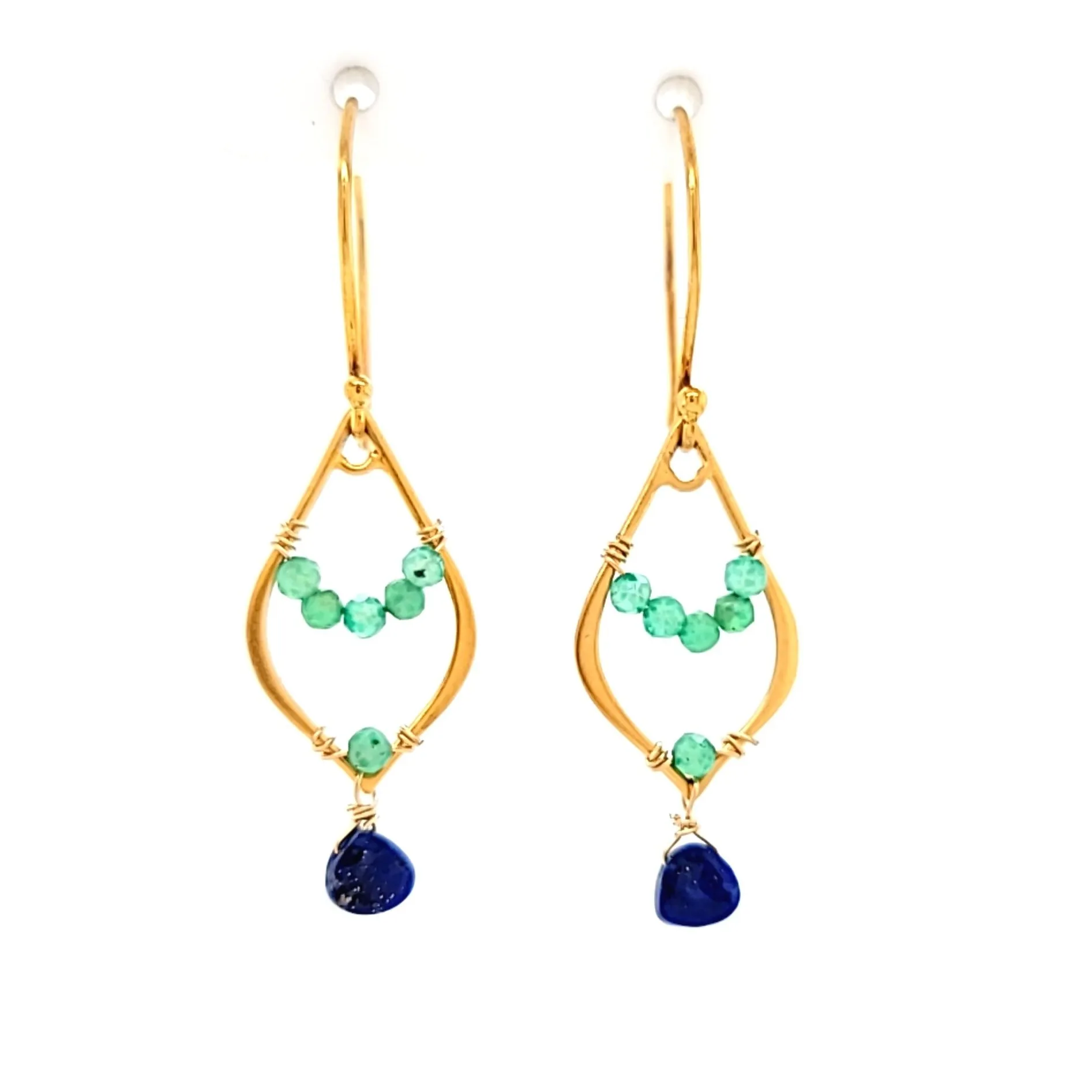 AVF Gold Lapis & Chrysoprase Earrings (SI2944)