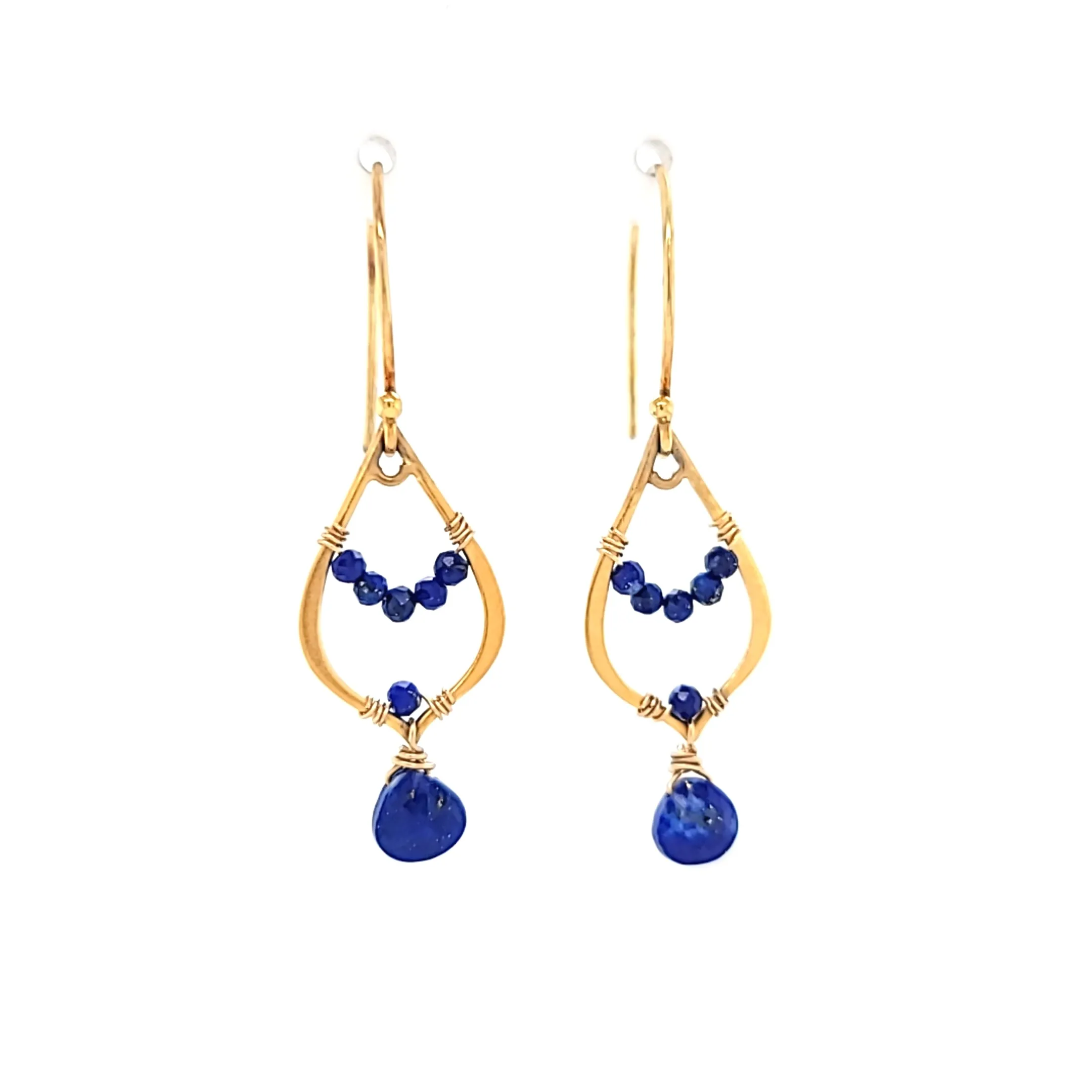 AVF Gold Lapis Beaded Drop Earrings (SI2218 & SI2211)
