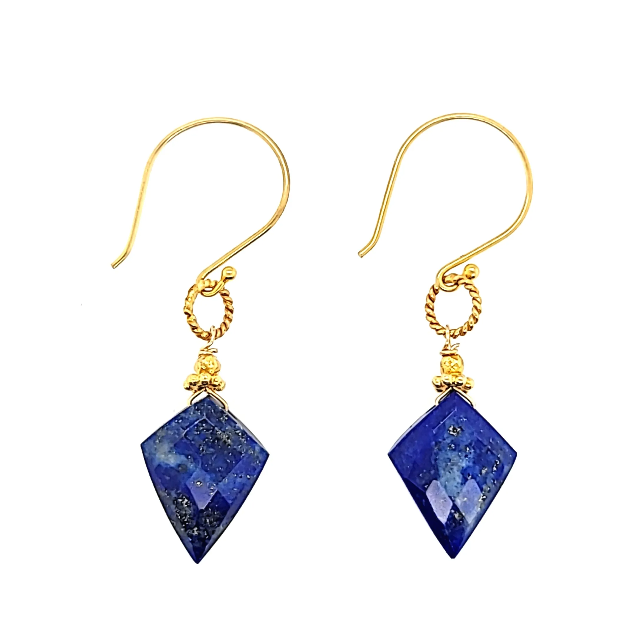 AVF Gold Lapis Point Dangle Earrings (SI2894)