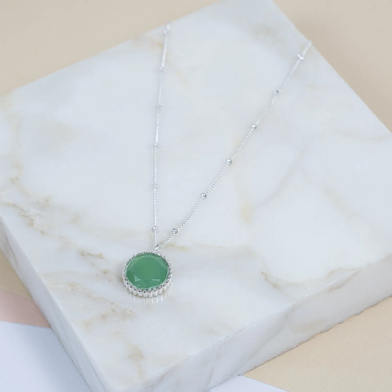 Barcelona Silver May Chrysoprase Birthstone Necklace