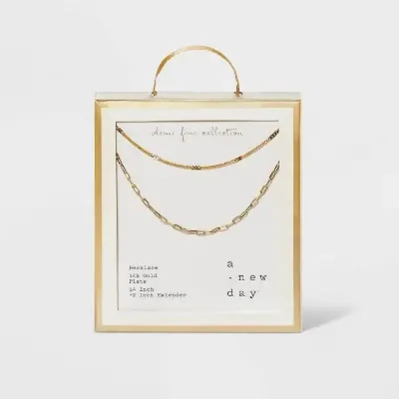 Beaded & Link Chain Duo Necklace - Gold