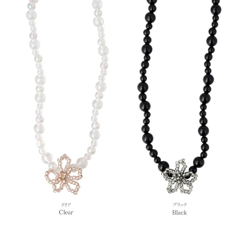 Beaded Flower Short Necklace