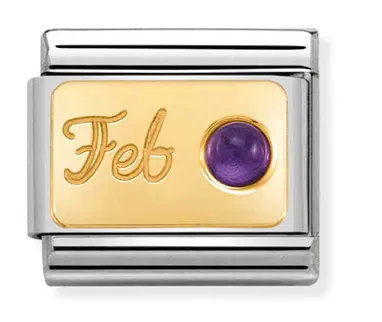Birthstone 2 - February (Amethyst) Gold Charm