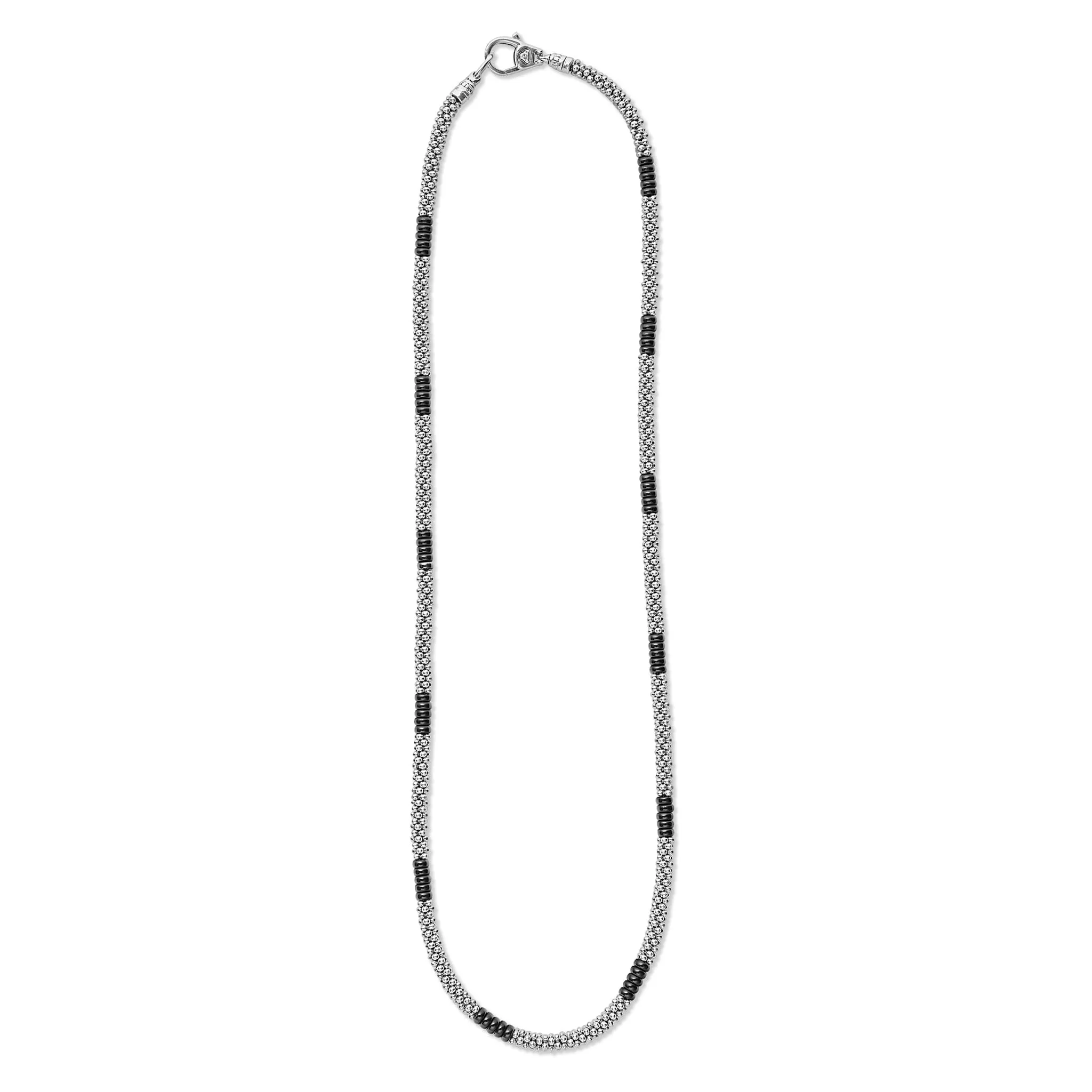 Black Caviar Silver Station Ceramic Beaded Necklace