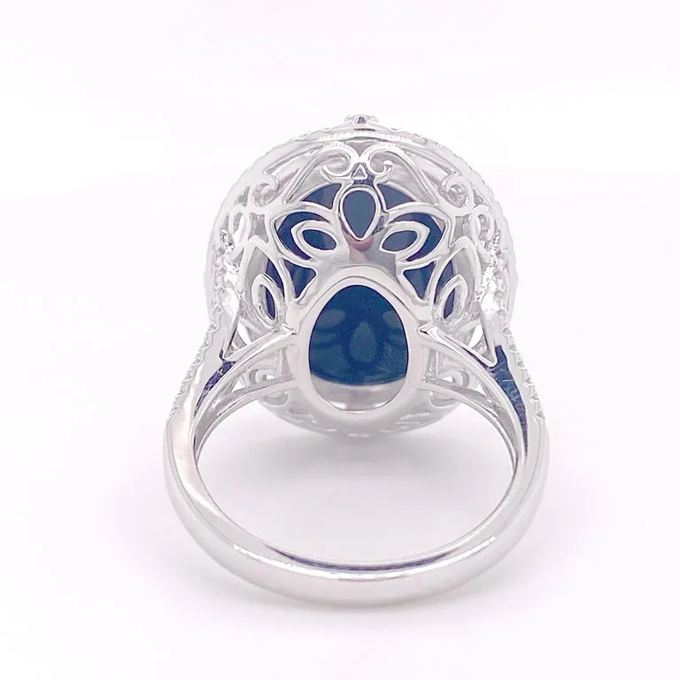 Black Opal Double Diamond Halo Ring