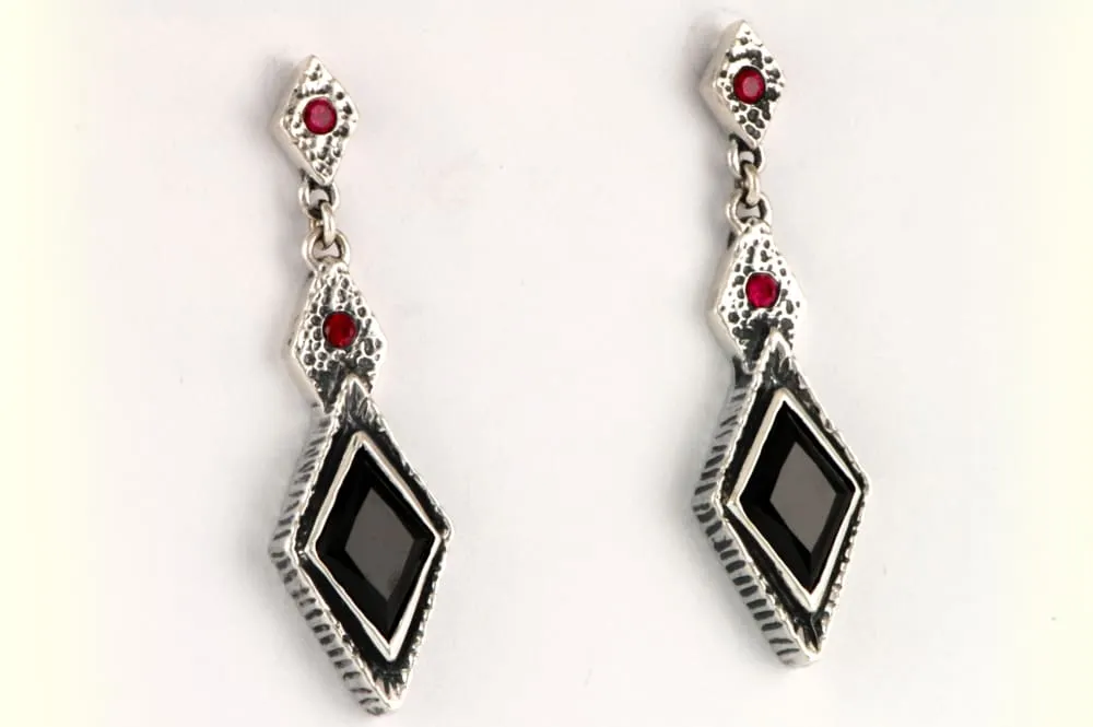 Black Sterling Silver Dangle Earrings: Gothic Medieval Jewelry